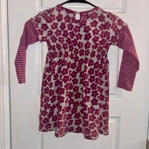 Mini Boden Girls Long Sleeve Floral & Stripe Dress